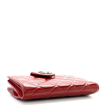Chanel Patent Quilted Brilliant Zipped Pocket Wallet Dark Red 4 of 9