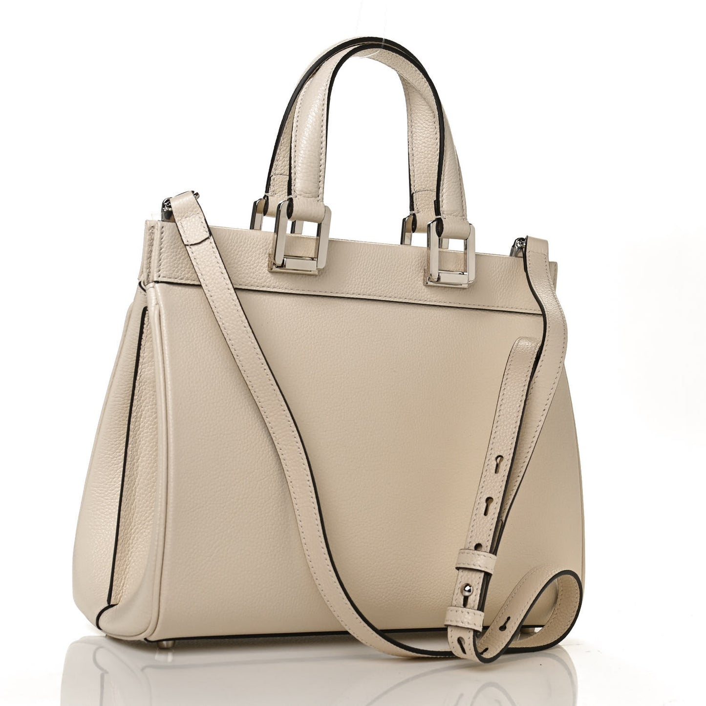 Grainy Calfskin Small Zumi Top Handle Bag Mystic White