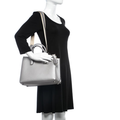 MCM Metallic Grained Calfskin Medium Milla Tote Spike Silver 2 of 7