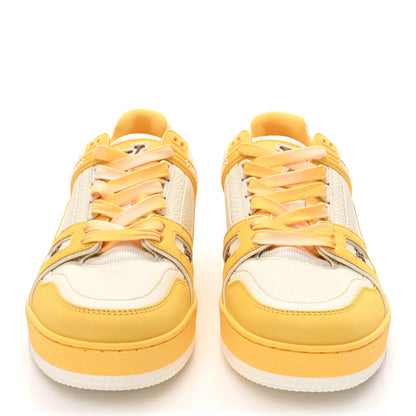 Louis Vuitton Nubuck Grained Calfskin Womens LV Trainer Sneakers 37 Yellow 3 of 10