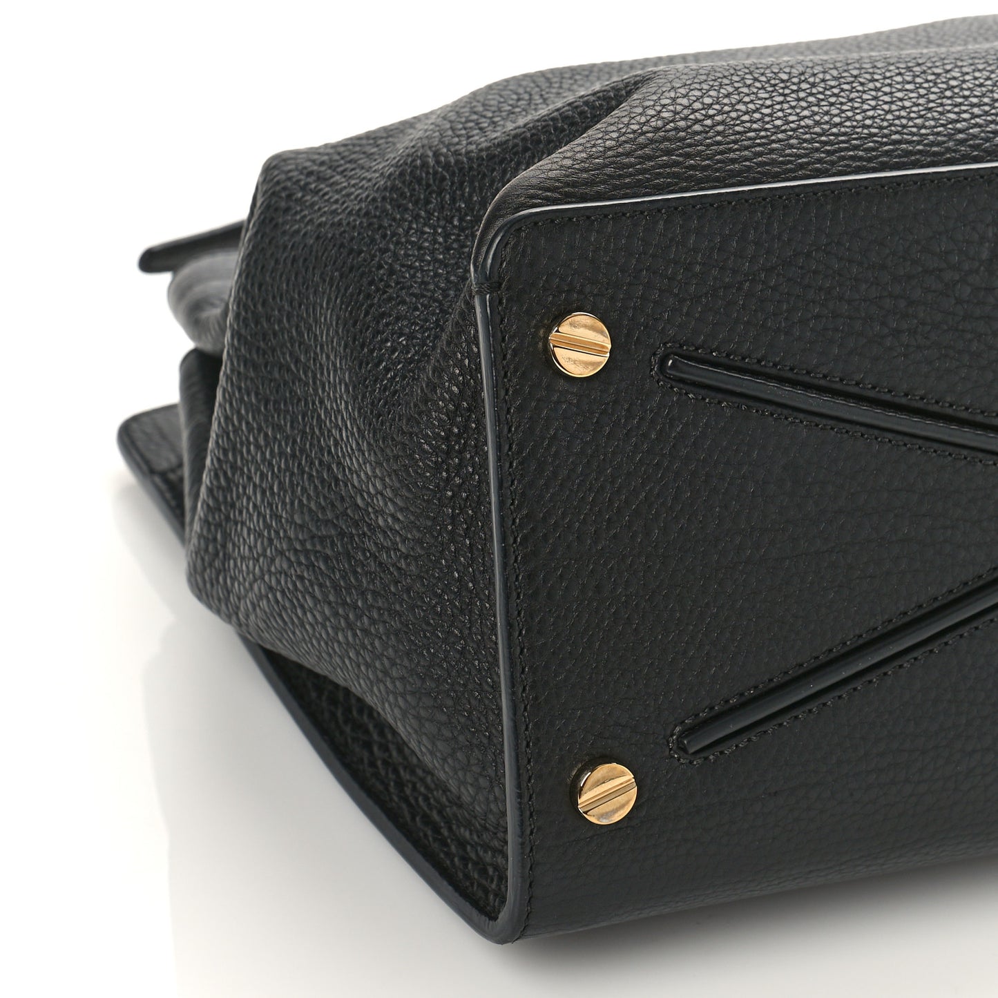 Pebbled Calfskin Large JoyLock Satchel Black