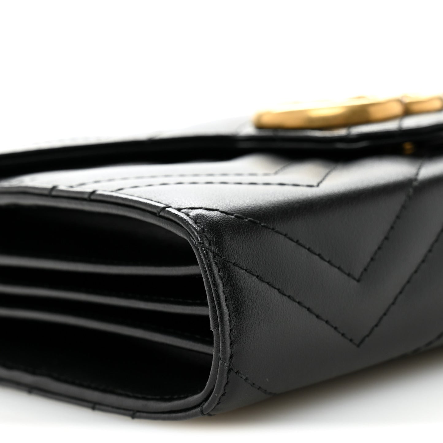 Calfskin Matelasse GG Marmont Chain Wallet Black