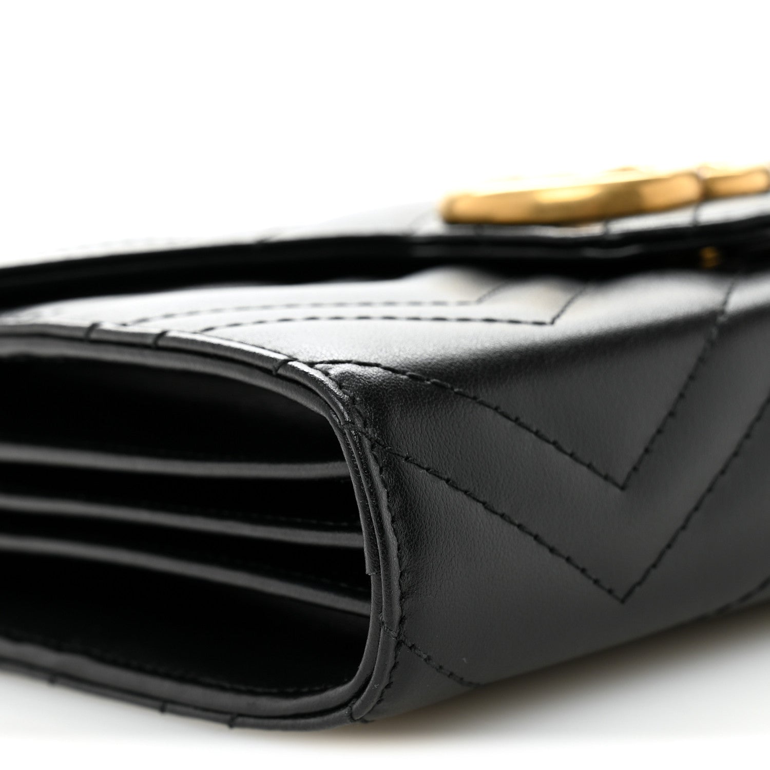 Gucci Calfskin Matelasse GG Marmont Chain Wallet Black 9 of 10