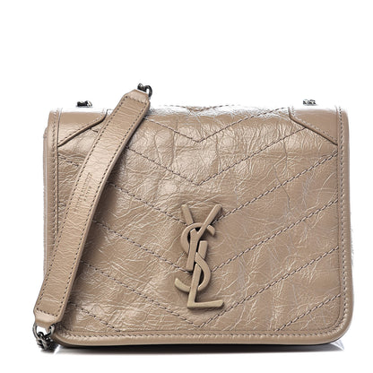 Saint Laurent Crinkled Calfskin Matelasse Monogram Niki Chain Wallet Dusty Grey 1 of 10