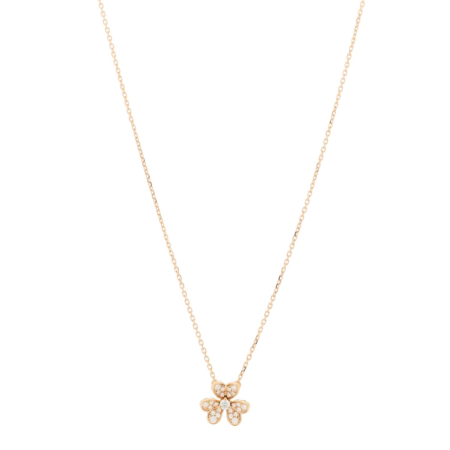 18K Rose Gold Diamond Mini Frivole Pendant Pave Necklace