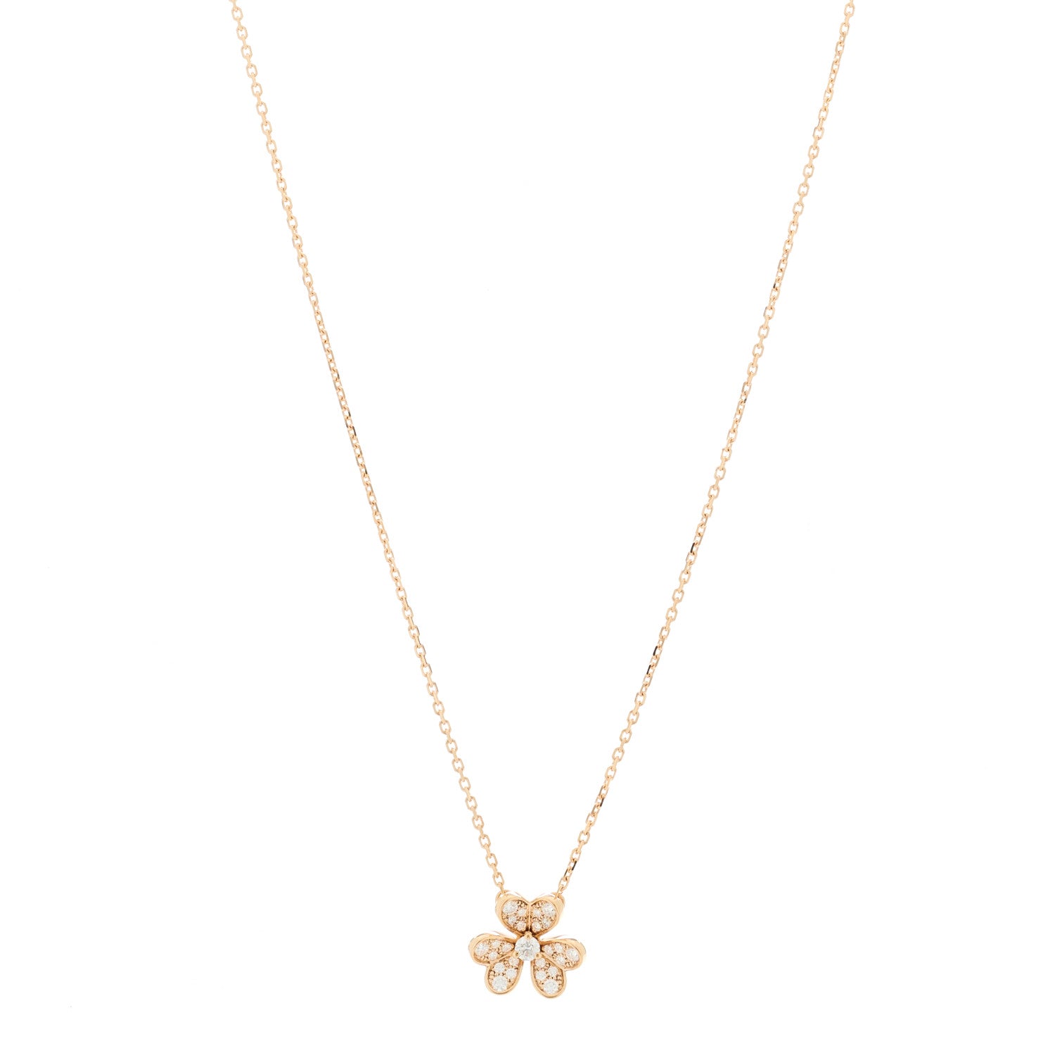 Van Cleef & Arpels 18K Rose Gold Diamond Mini Frivole Pendant Pave Necklace 1 of 6