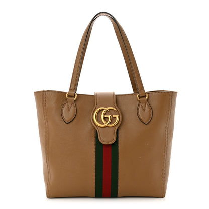 Gucci New Sakai Calfskin Lux Web Small Dahlia Tote Quartz Beige 1 of 13