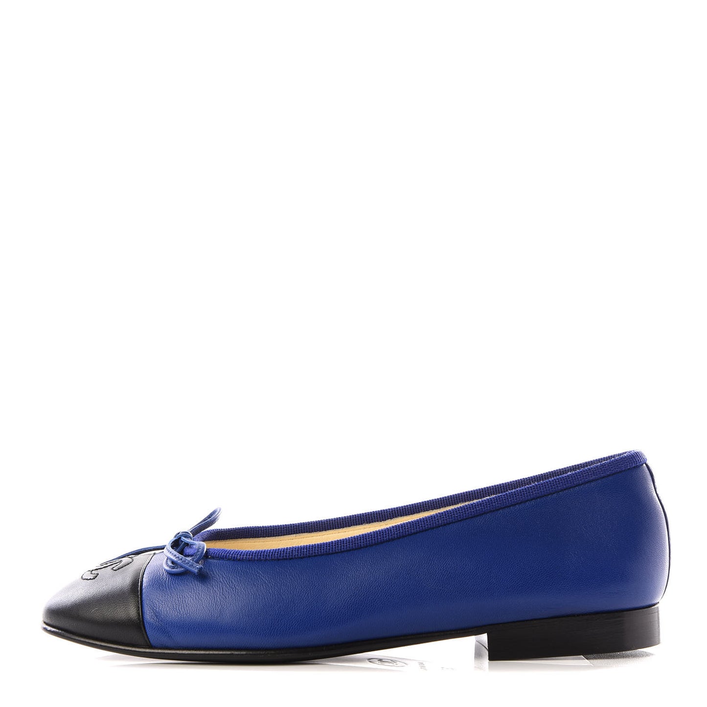 Lambskin Cap Toe CC Ballerina Flats 35 Blue Black