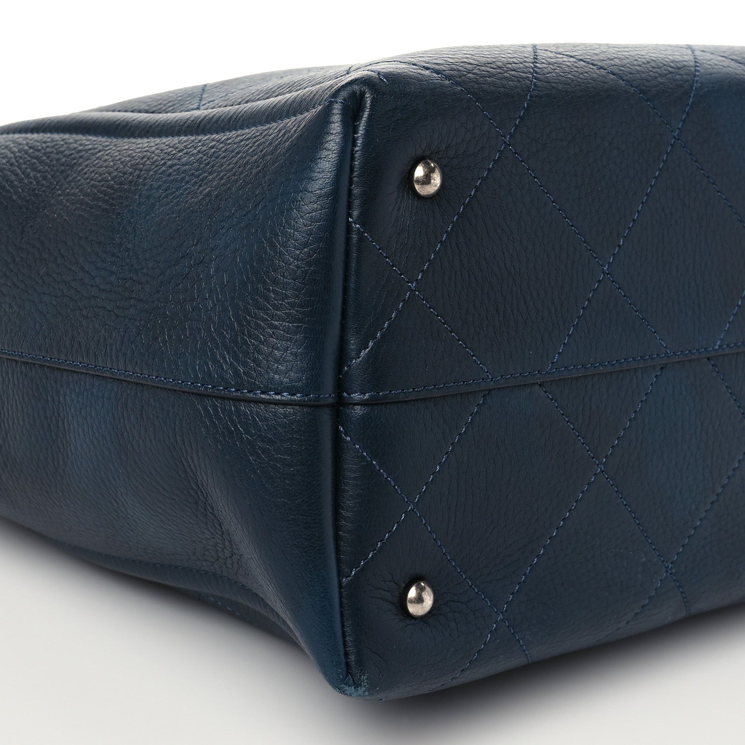 Chanel Deerskin Stitched Medium CC Shopping Tote Navy 7 of 11