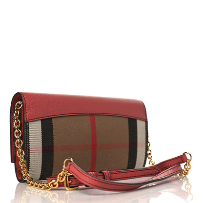 Burberry Grainy Calfskin House Check Henley Wallet On Chain Cinnamon Red 2 of 8