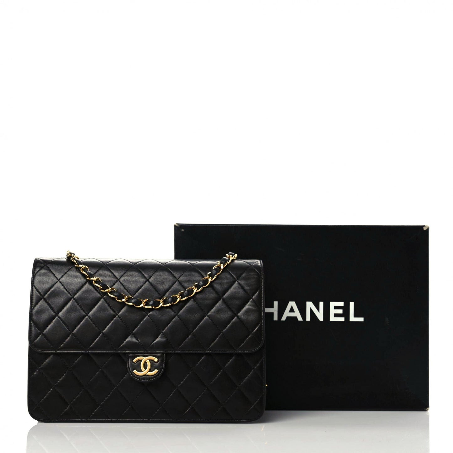 Lambskin Quilted Medium Single Flap Black