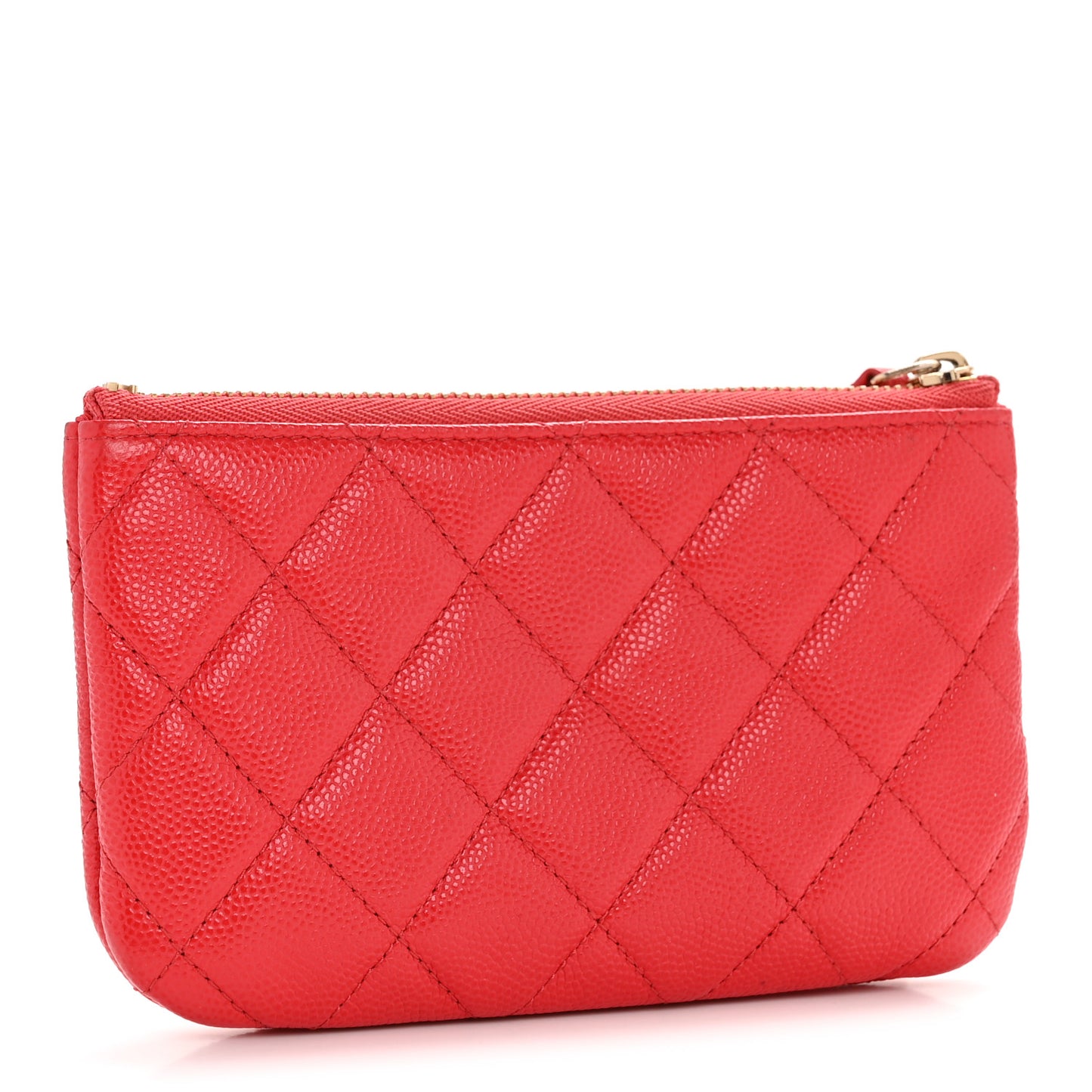 Caviar Quilted Small Cosmetic Case Dark Pink