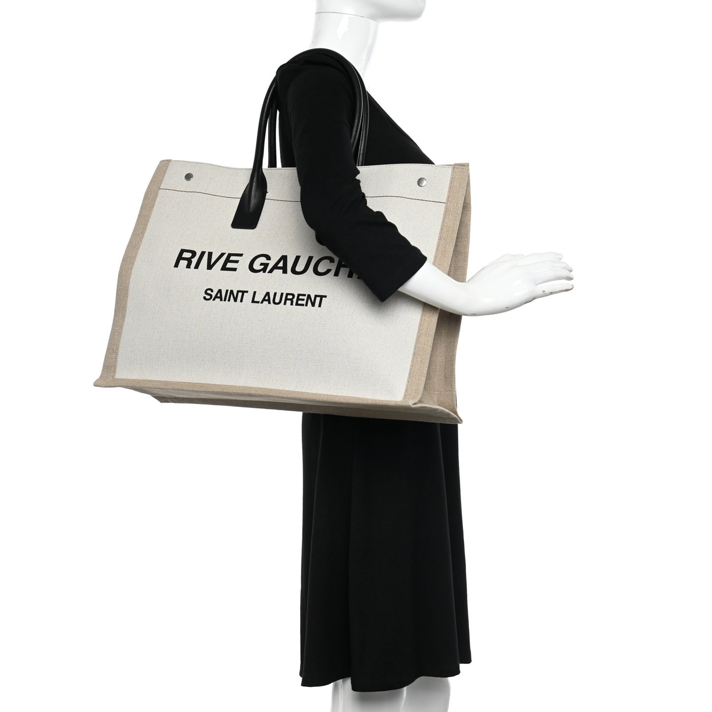 Linen Calfskin Rive Gauche Tote Optic White
