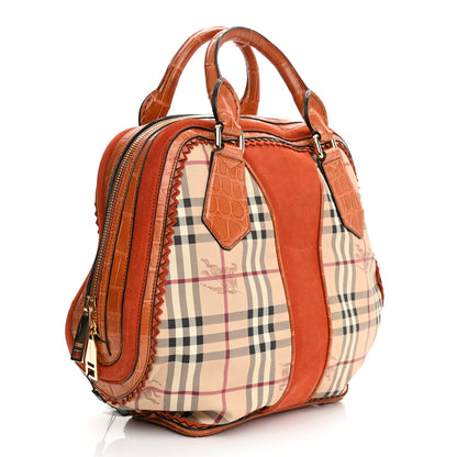Burberry Haymarket Check Suede Prorsum Tassel Bowling Bag Tangerine 3 of 12
