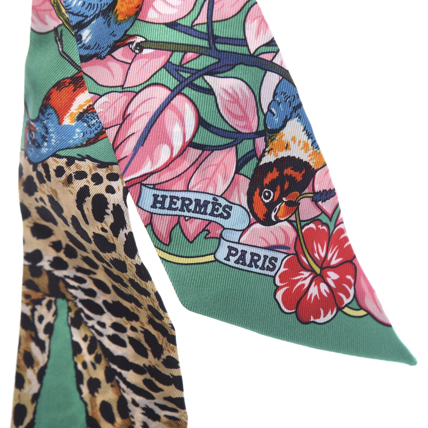 Hermes Silk Jungle Love Love Twilly Emeraude Rose Brun 2 of 5