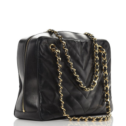 Chanel Lambskin Chevron Quilted Camera Case Black 3 of 10