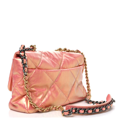 Chanel Iridescent Lambskin Quilted Large Chanel 19 Flap Pink 3 of 10