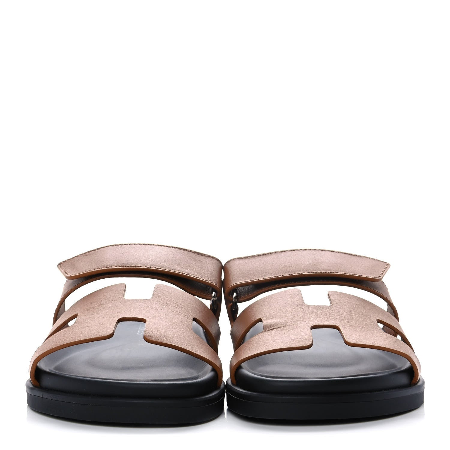 Hermes Calfskin Womens Chypre Sandals 37.5 Gold 2 of 10