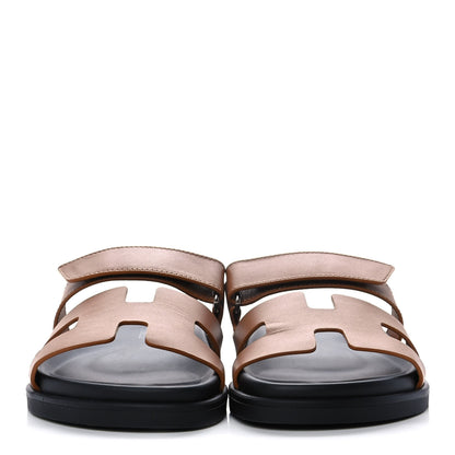 Hermes Calfskin Womens Chypre Sandals 37.5 Gold 2 of 10