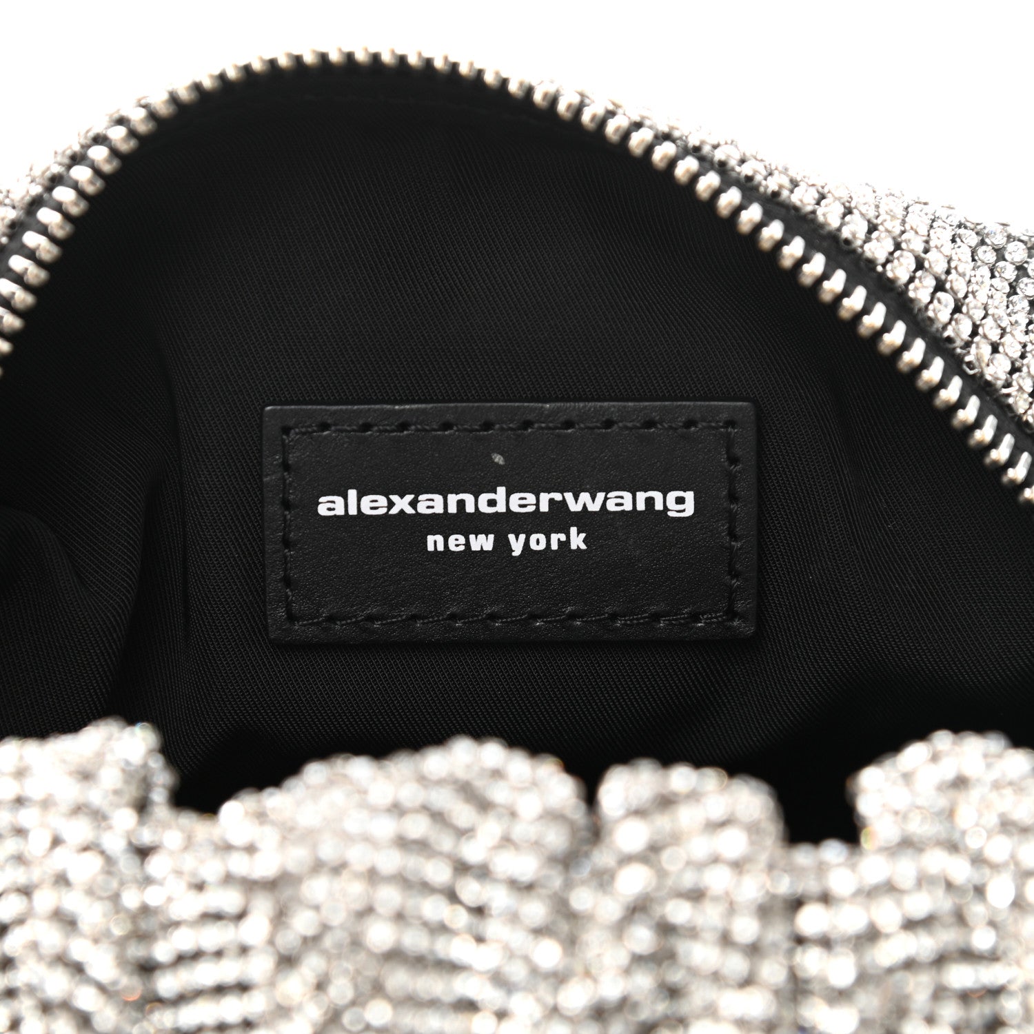 Alexander Wang Mesh Crystal Rhinestone Mini Scrunchie Clutch Black Silver 6 of 10