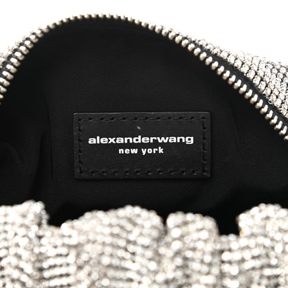 Alexander Wang Mesh Crystal Rhinestone Mini Scrunchie Clutch Black Silver 6 of 10