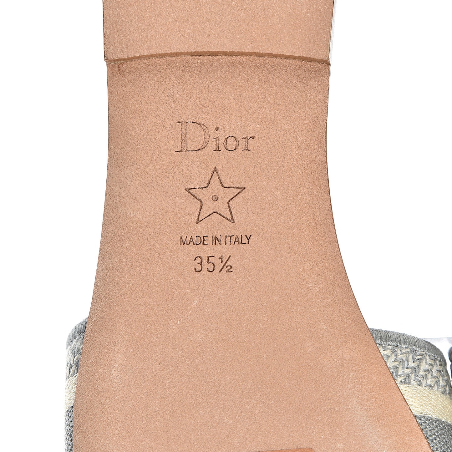 Canvas Toile de Jouy Embroidered Dway Flat Slide Sandals 35.5 Grey Stone