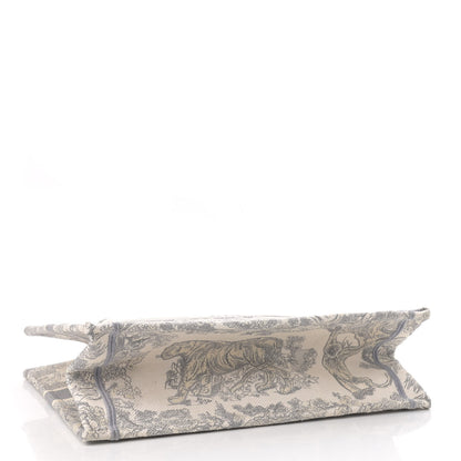 Christian Dior Canvas Embroidered Medium Dioriviera Toile De Jouy Book Tote Gray 4 of 9
