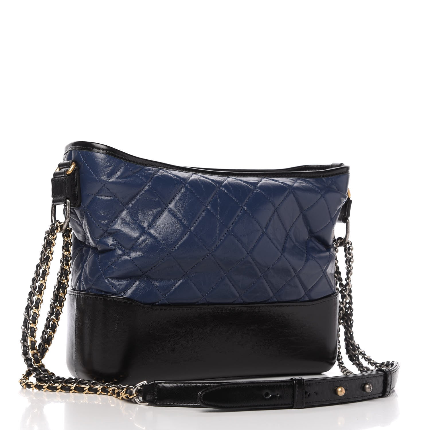 Chanel Aged Calfskin Quilted Medium Gabrielle Hobo Navy Black 3 of 10
