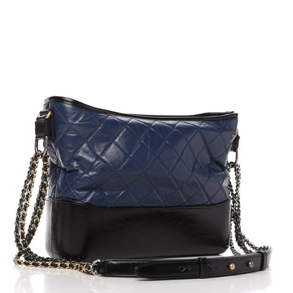 Chanel Aged Calfskin Quilted Medium Gabrielle Hobo Navy Black 3 of 10