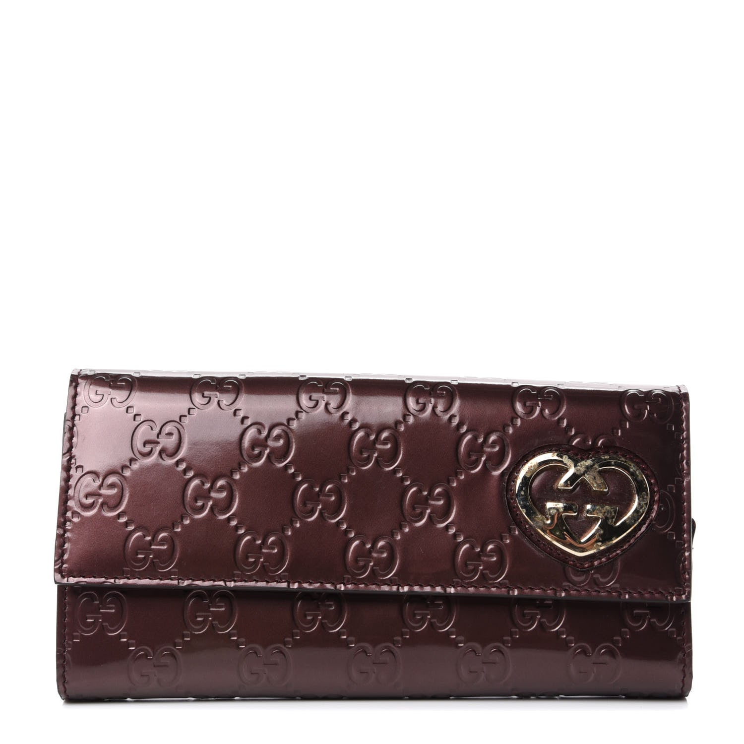 Gucci Shine Guccissima Lovely Heart Continental Wallet Scarlatto 1 of 7