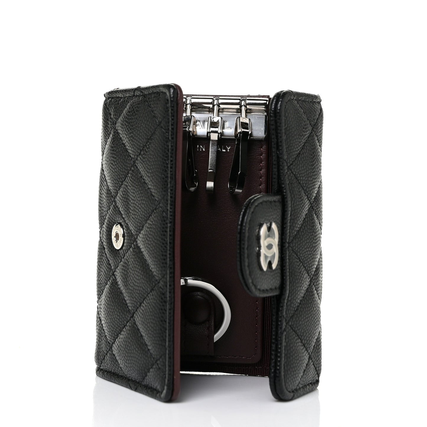 Caviar Quilted Classic 4 Key Holder Wallet Black