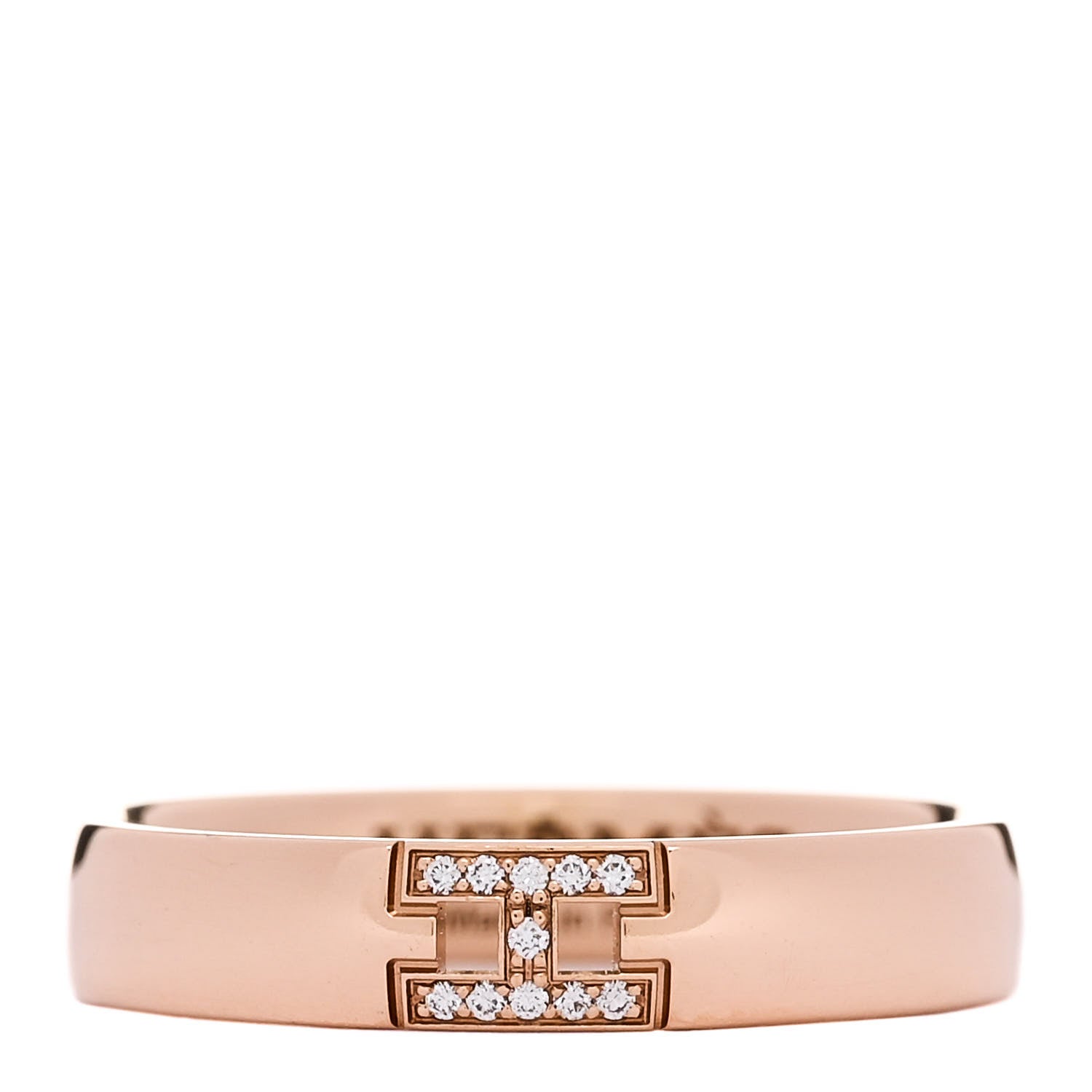 Hermes 18K Rose Gold Diamond Ever Herakles Wedding Band Ring 52 6 1 of 5