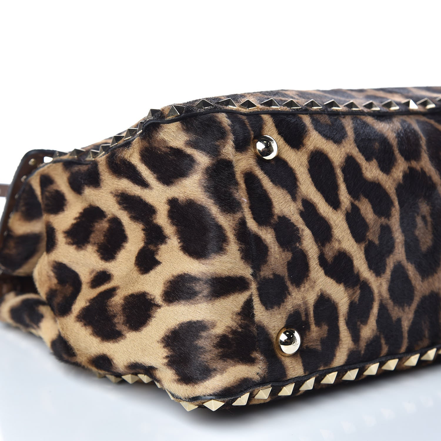 Valentino Garavani Calf Hair Leopard Print Large Rockstud Frame Handle Bag 8 of 13