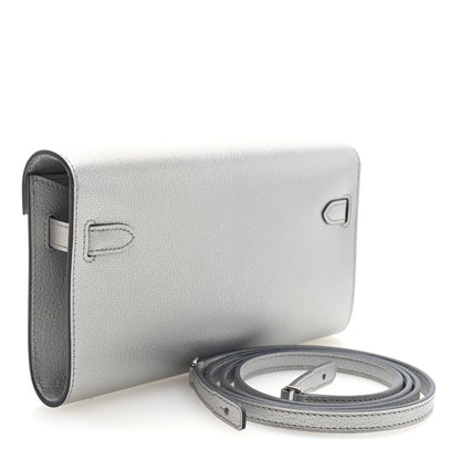 Hermes Metallic Chevre Chamkilight Kelly Wallet To Go Argent 3 of 11