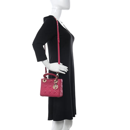 Christian Dior Lambskin Cannage Mini Lady Hot Pink 2 of 12