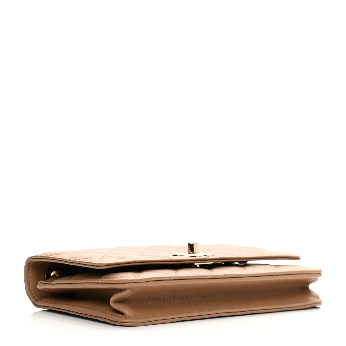 Lambskin Quilted Trendy CC Wallet On Chain WOC Beige