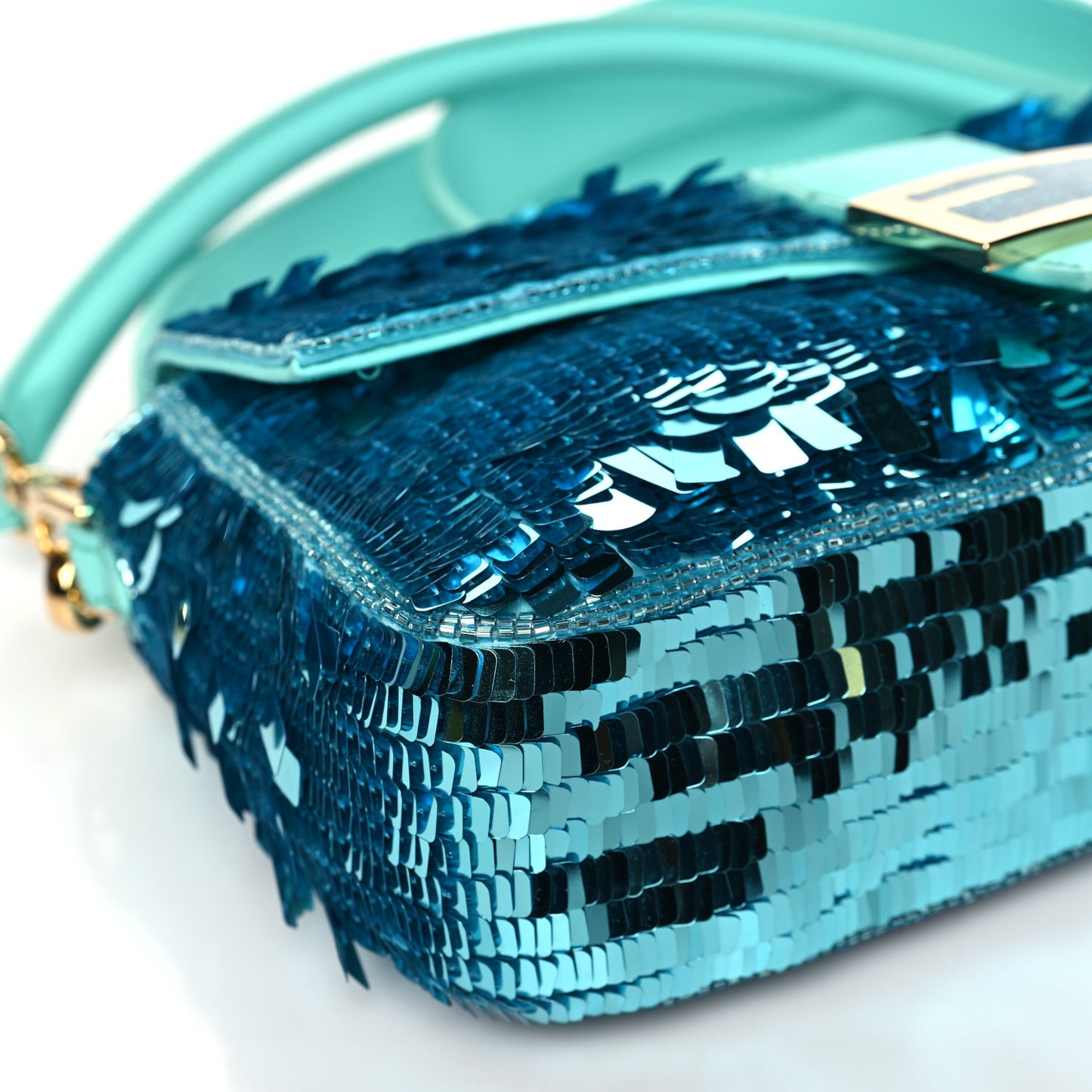 Sequin Paillettes Vitello Grace Sex and the City Baguette Spring Turquoise