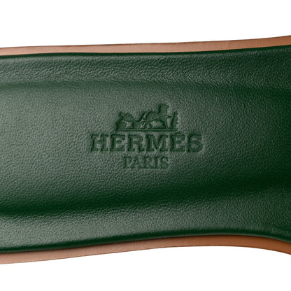 Hermes Toile H Oran Fringe Sandals 35 Vert 7 of 9