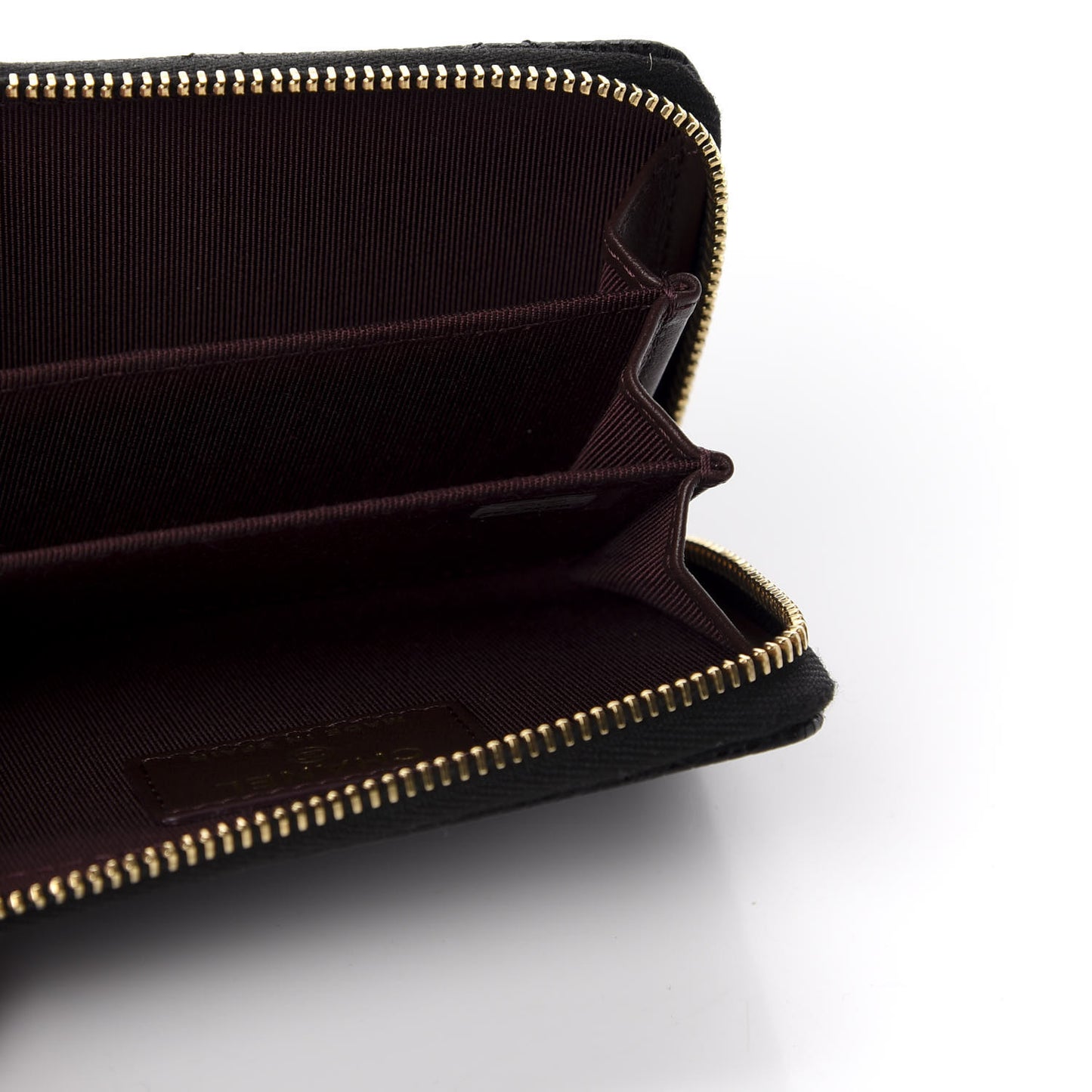 Caviar Quilted Zip Card Holder Black