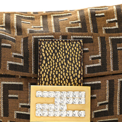 Fendi Zucca Vitello Crystal Baguette Tobacco Moro 7 of 10
