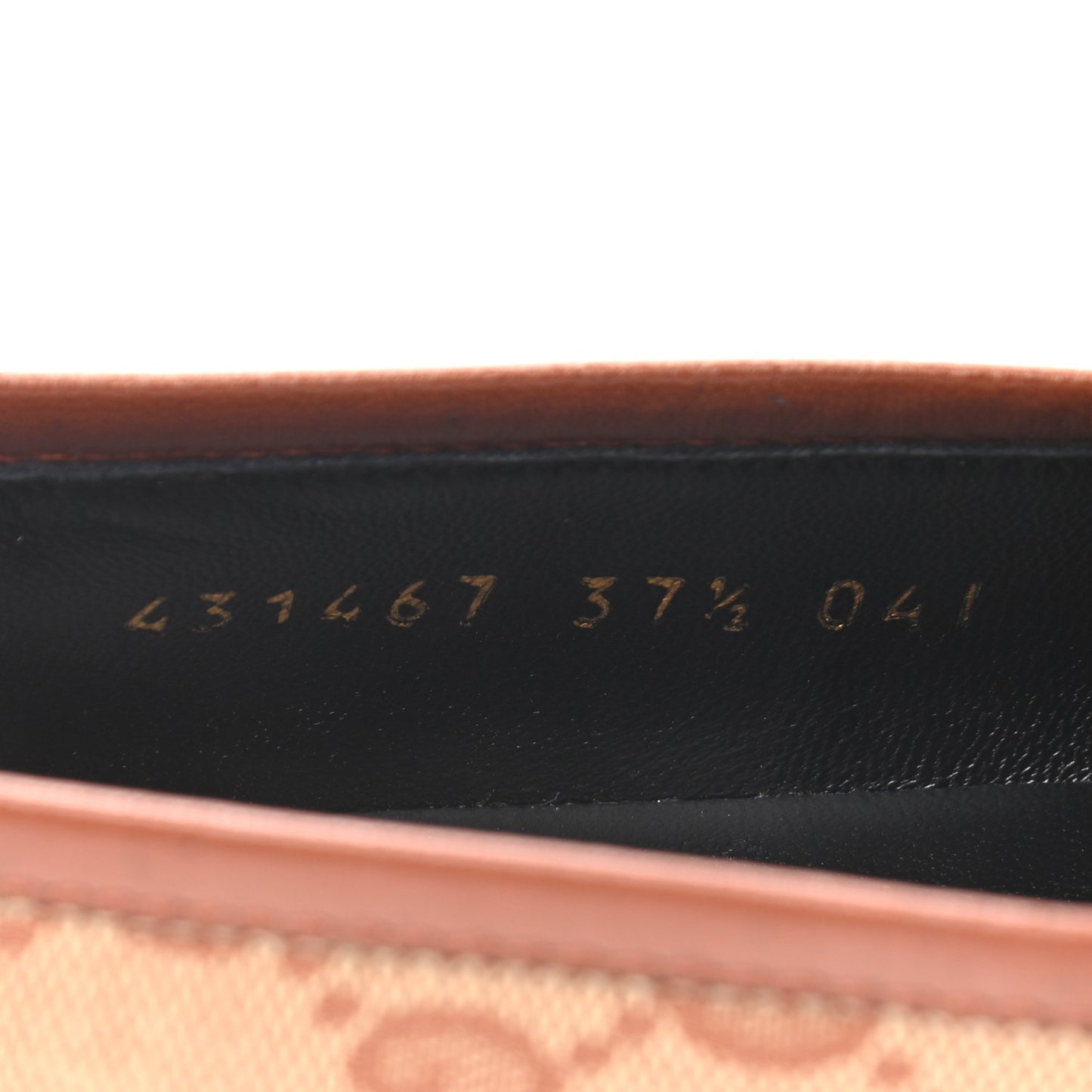 Canvas GG Monogram Horsebit Womens Jordaan Loafers 37.5 Beige Ruggine Rust
