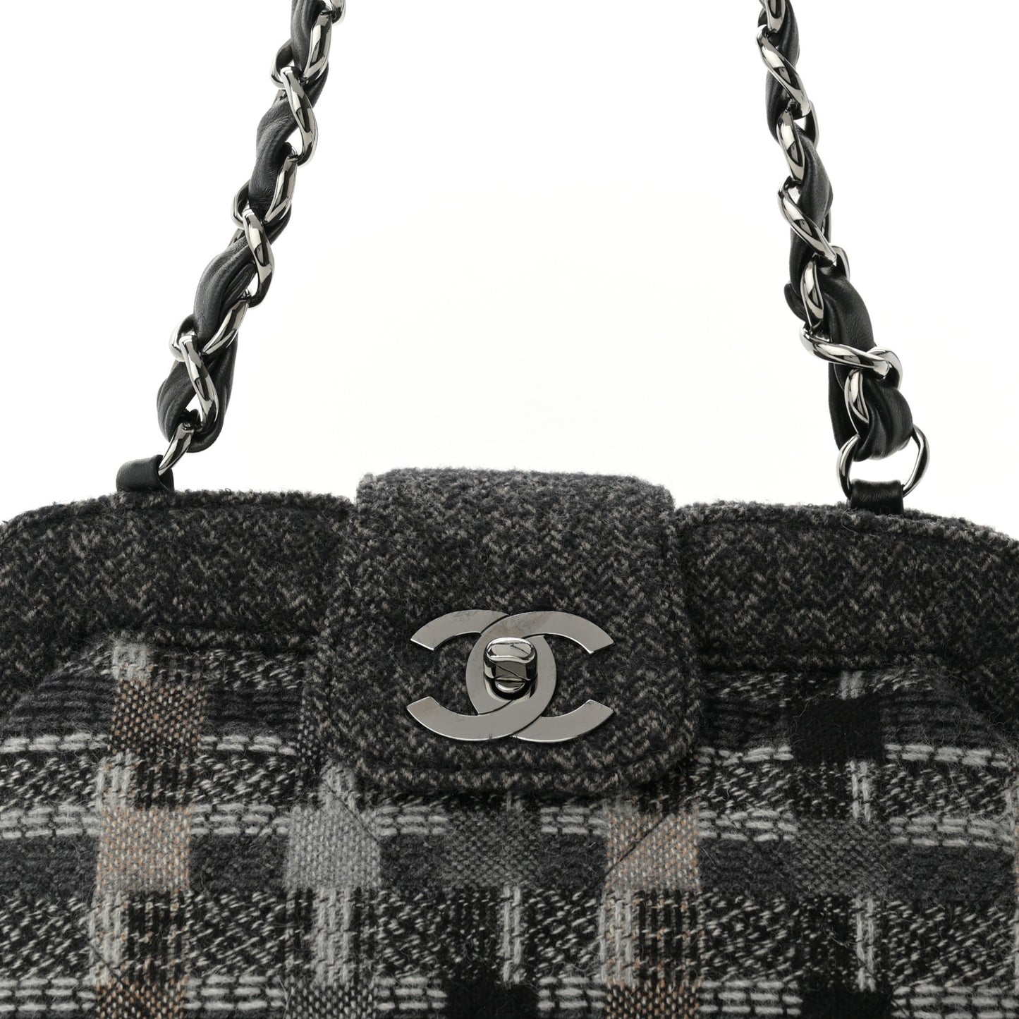 Wool Tweed Frame Bag Grey Multicolor