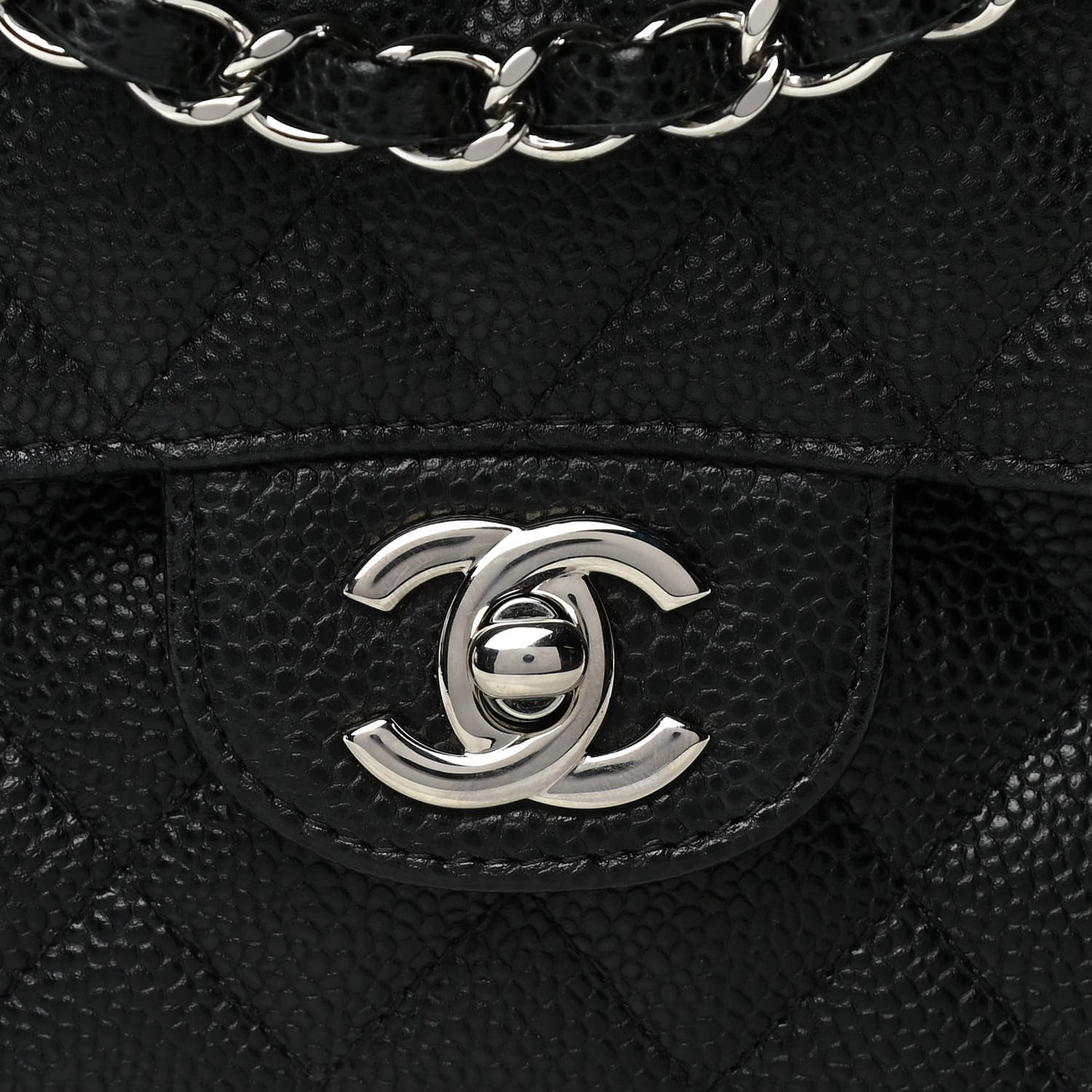 Caviar Quilted Medium Double Flap Black