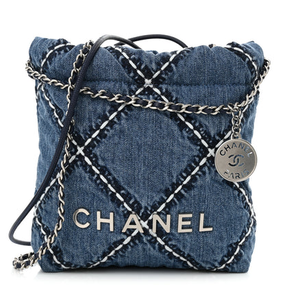 Chanel Denim Stitched Quilted Mini Chanel 22 Blue 1 of 10