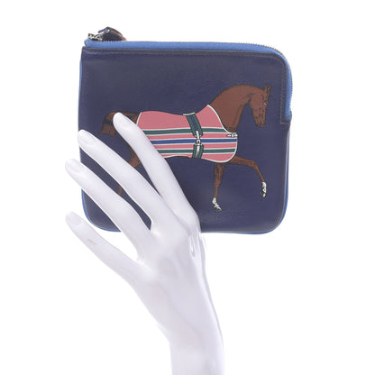 Hermes Swift Couverture Nouvelle Carre Pocket Pouch Bleu Encre Rose D'Ete 2 of 7