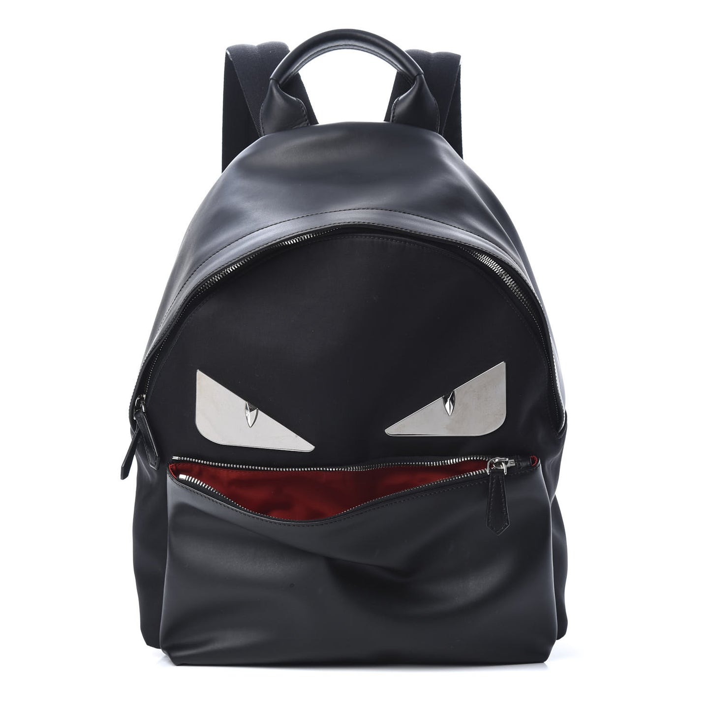 Nylon Vitello Liberty Metal Monster Eyes Rounded Backpack Black