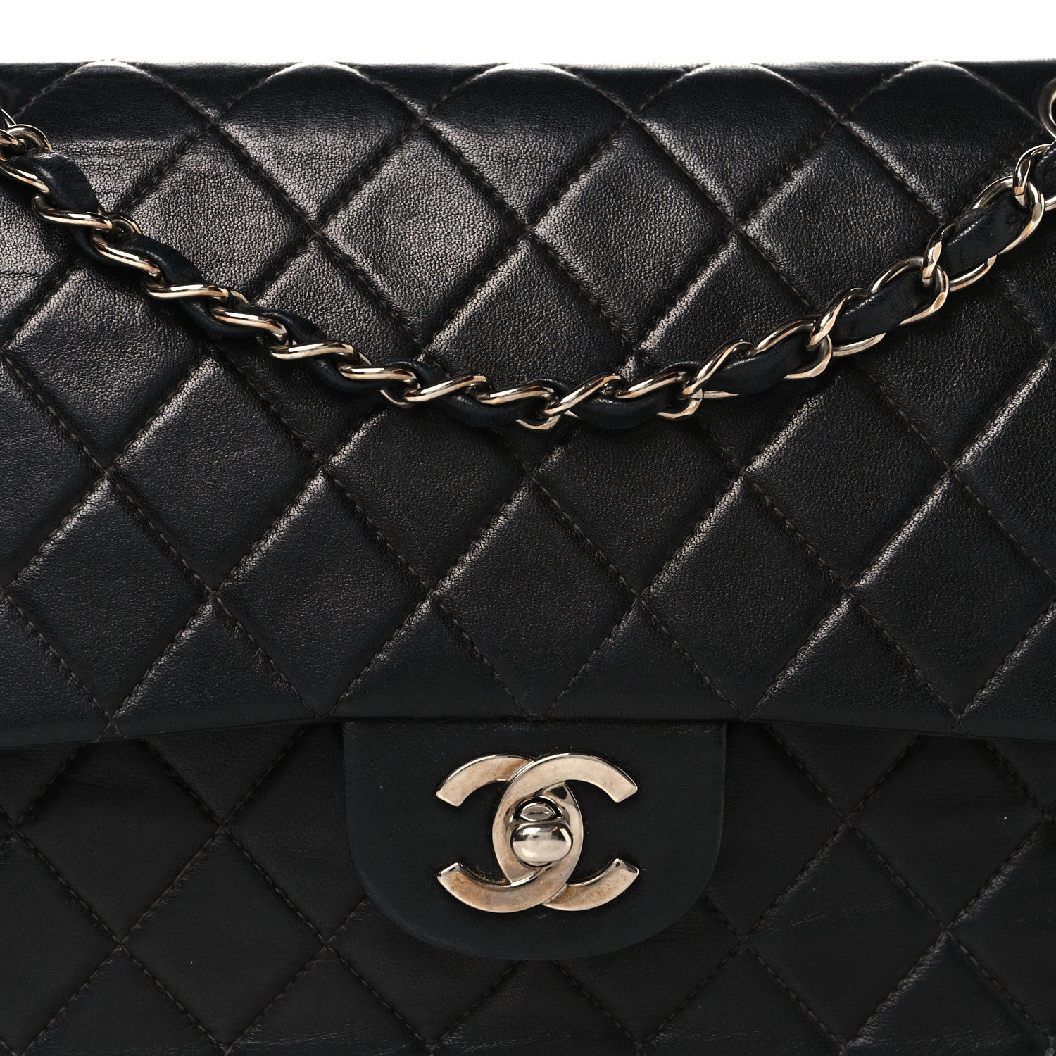 Chanel Lambskin Quilted Medium Double Flap Black 8 of 10