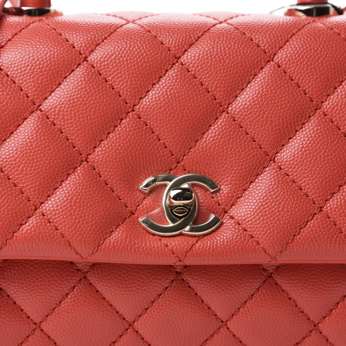 Caviar Quilted Mini Coco Handle Flap Red