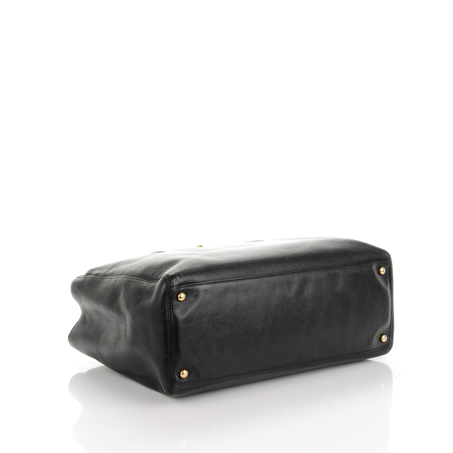 Calfskin Cerf Executive Shopper Tote Black