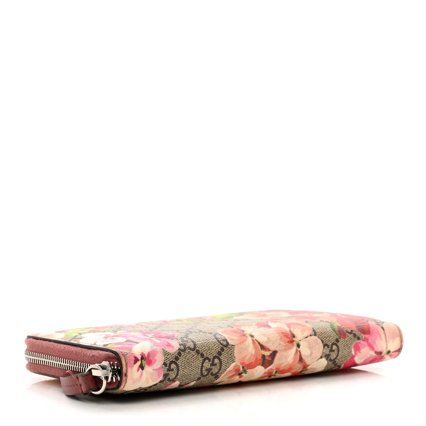 GG Supreme Monogram Blooms Zip Around Wallet Beige Multicolor Dry Rose
